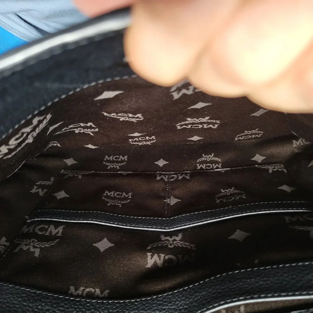 MCM Black Leather Briefcase w/COA (Strap Not Included)